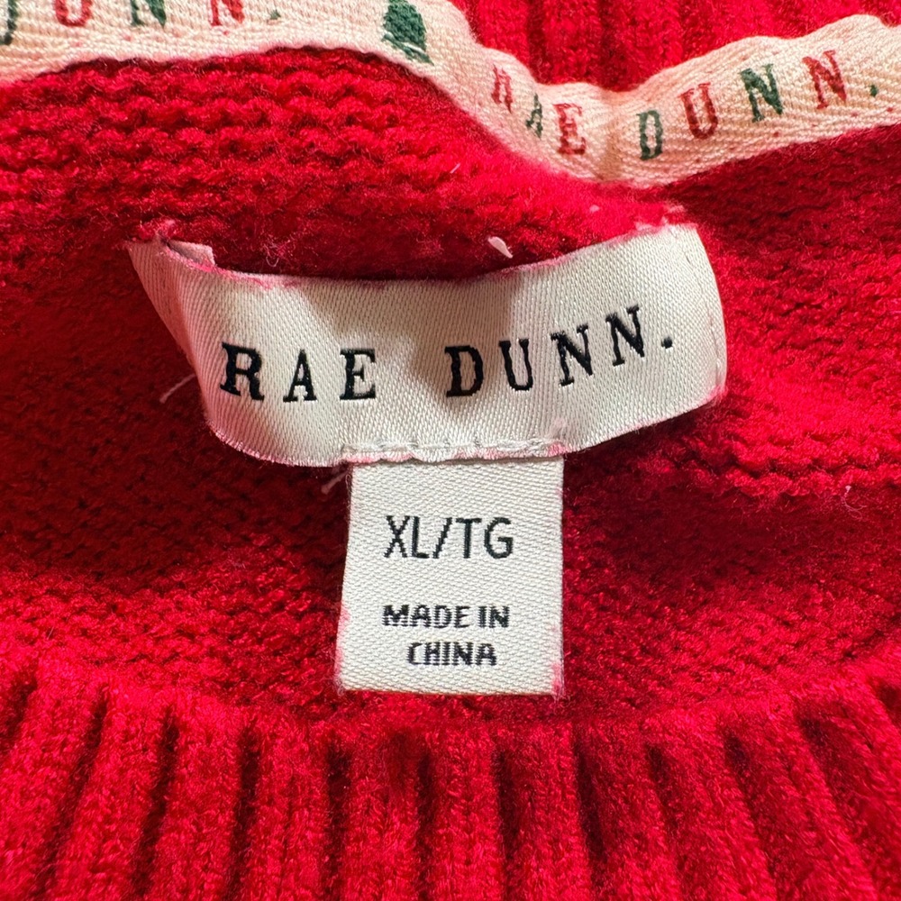 Rae Dunn Merry Sweater Womens XL Red Knit Holiday Pullover Festive Relaxed Fit - Picture 3 of 9